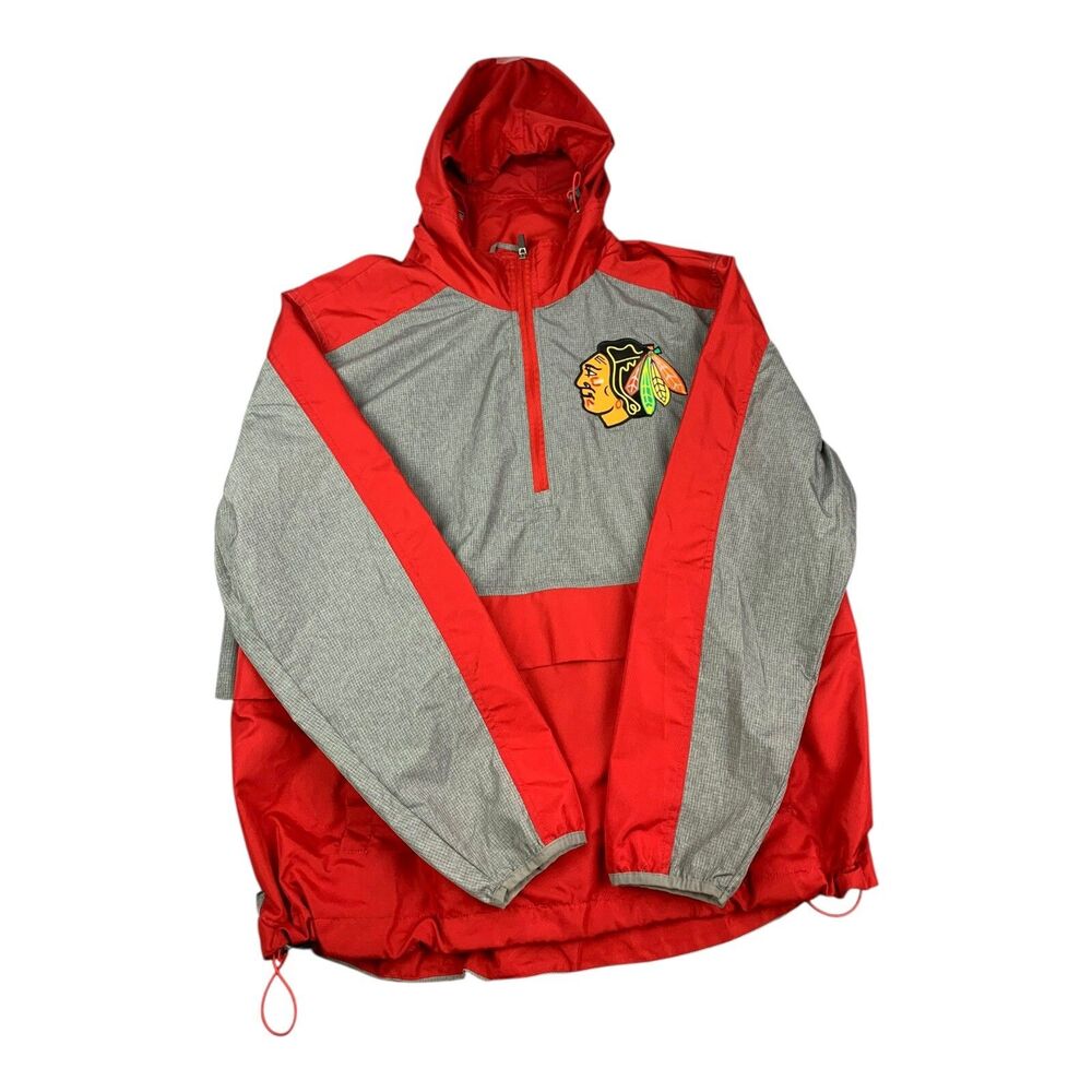 Chicago Blackhawks 1/4-Zip Windbreaker Rain Jacket Pullover, Men’s Size XL